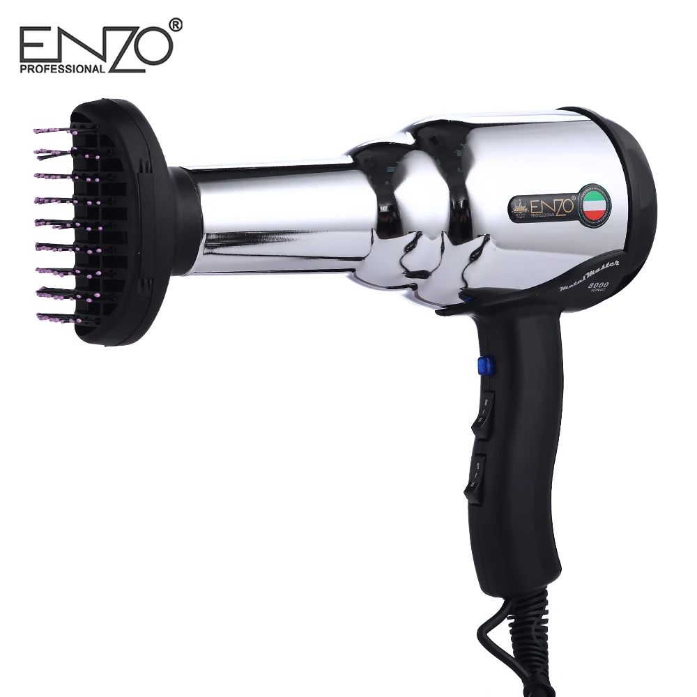 Enzo 8000w Corpo de Metal Volumizer Salon Professional Secador de Cabelo de Íons Negativos Secador de Cabelo Escova Quente/frio com ar Coleta de Bico 15 Enzo 8000 w corpo de metal salão