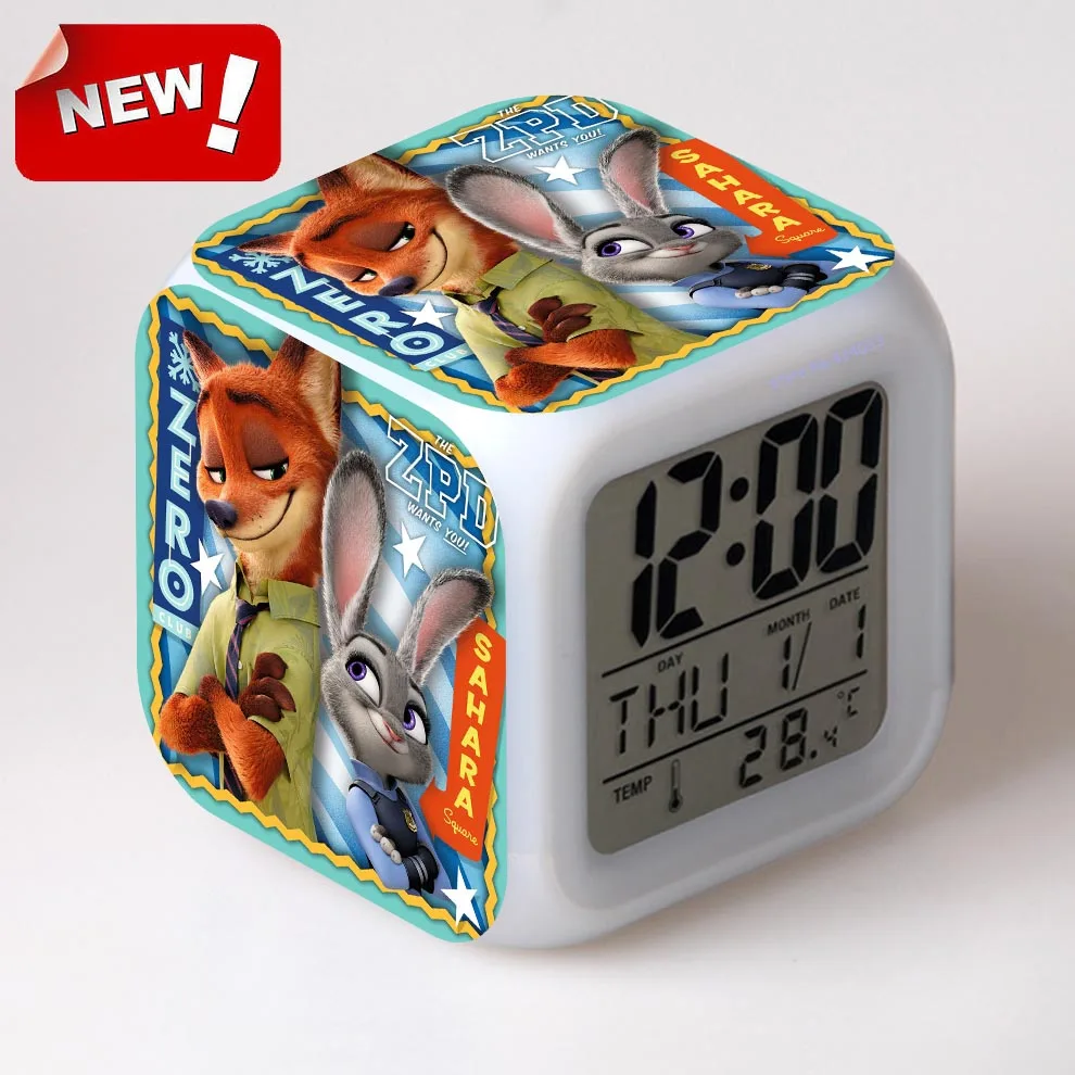Часы Zootopia электронный настольный цифровой 7 цветов изменить лошадь настольные