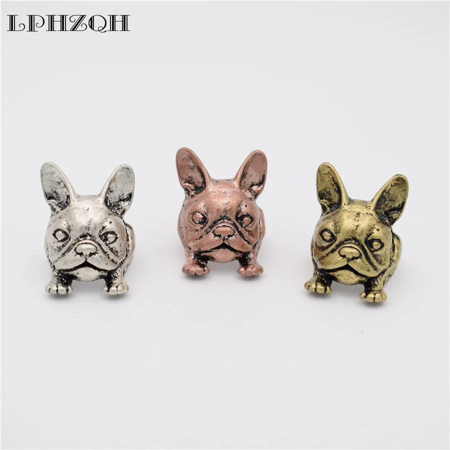 

LPHZQH fashion Vintage Adjustable animal ring cute retro French bulldog Ring For Women Men gift Jewellery gift antique silver