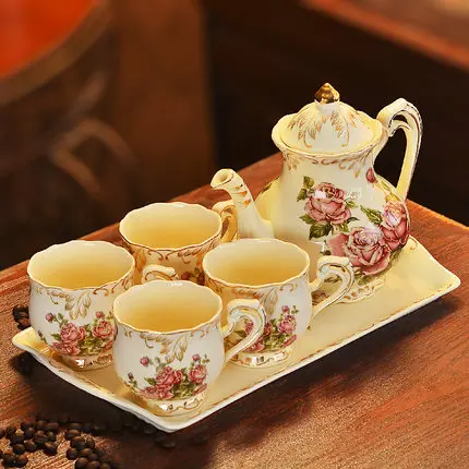 Горячая Распродажа чашки комплект английский послеобеденный Чай комплект Керамика Чашки Простой бытовой Цветочный чай чашки
