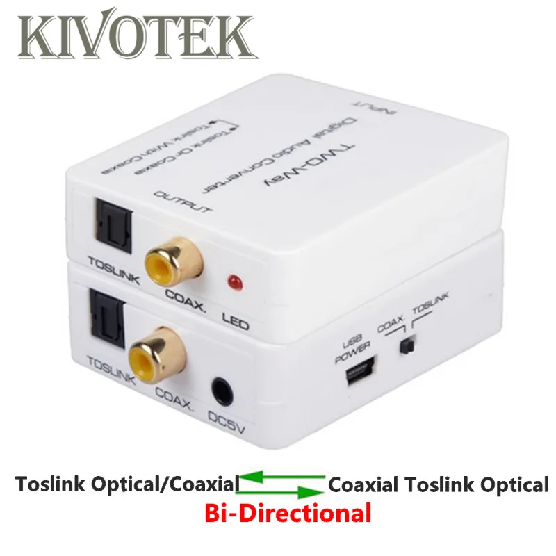

Bi-Directional Switch Coaxial Toslink SPDIF Audio Converter Adapter 2-way Conversion USB Power Male Connector For HDTV audio Box