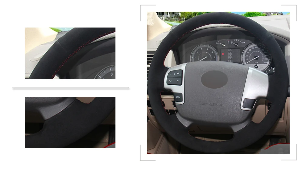 Черный замшевый DIY ручной работы Автомобильный руль Крышка для Toyota Land Cruiser 2008- Tundra 2007-2013
