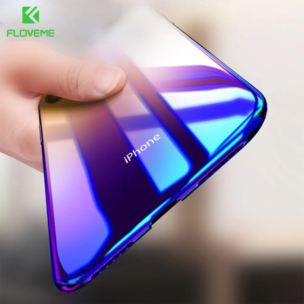 Floveme чехол для iPhone X 8 7 6 Plus 5 Blue Ray классный телефон ракушками градиент блеск Чехлы