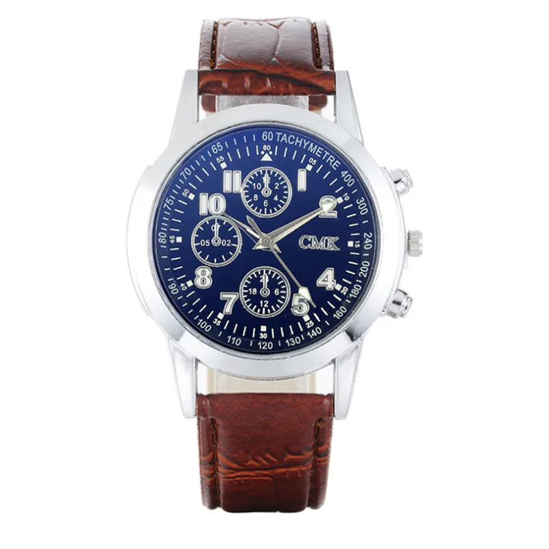 New Listing Geneva Men Watch Fashion Male QuartzWatch Three Eye Timing Digital Pointer Business Casual Leather Wrist Watch M22 (5)