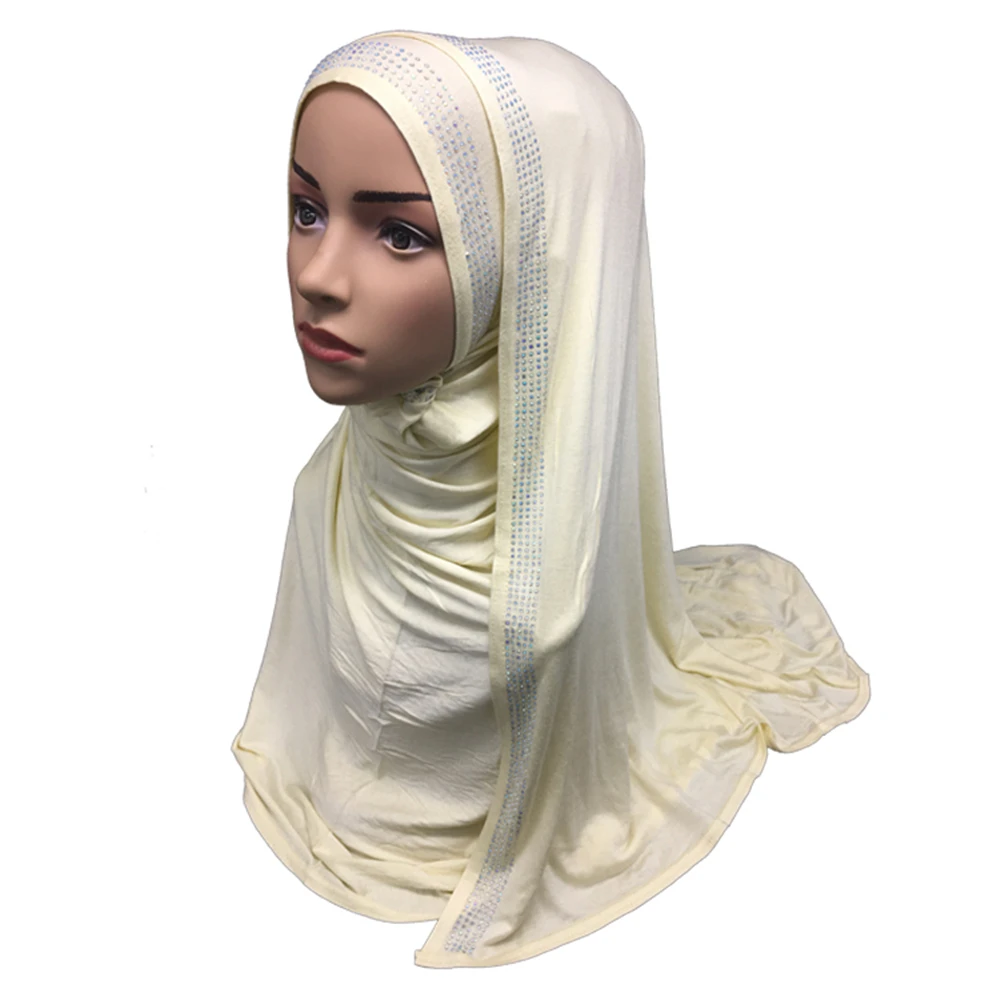 Мусульманский Хиджаб Джерси-шарф женские головные комбинезоны Femmes тюрбан хиджабы мусульманская вуаль стрейч-бандана мода большой размер хит