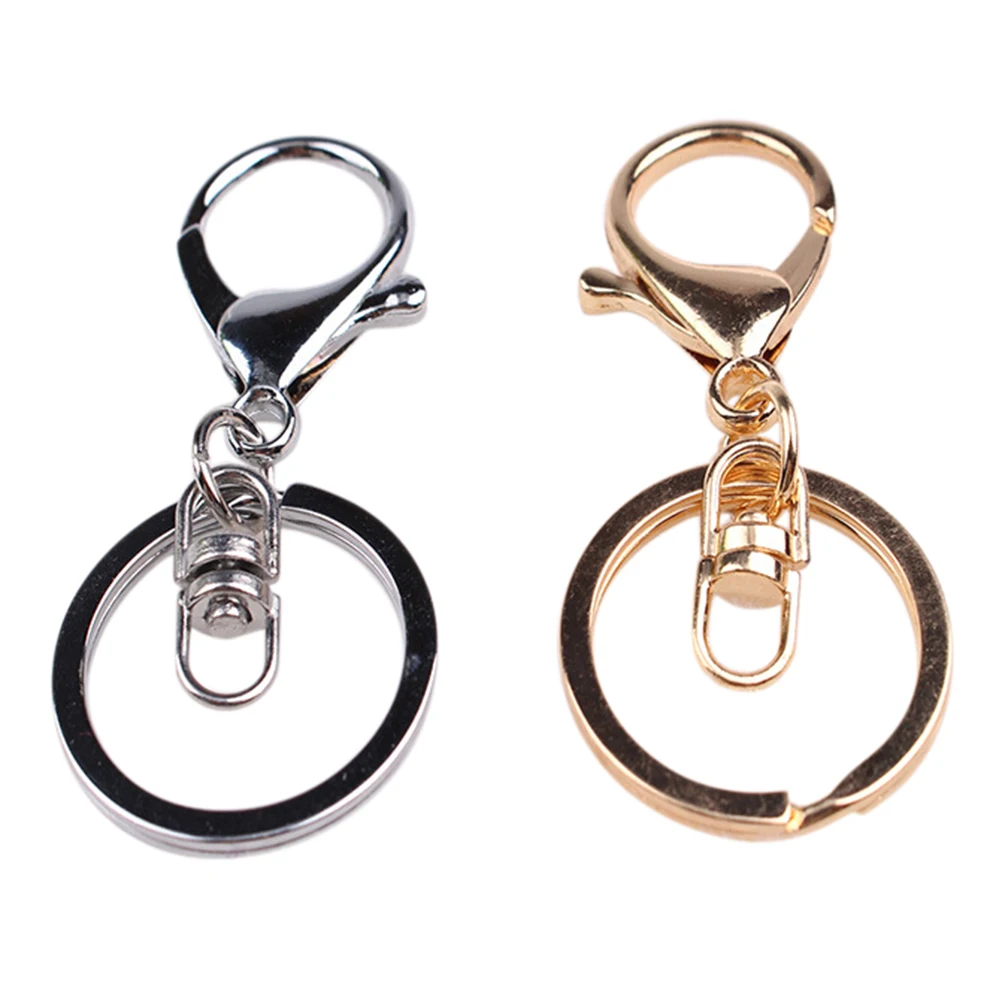 

1Pc simple Gold round Lobster Clasp Key Hook Chain Split Keyring Findings for making Key Rings car key accessories