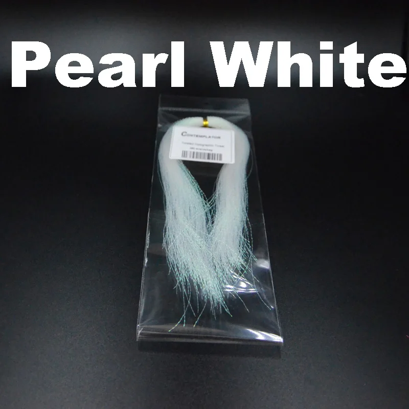 Pearl White Созерцатель 8 цветов flashabou Голографическая мишура для ловли нахлыстом материалы 5 шт. для завязывания мушек джиг витые пряди хрустальные блесны - Цвет: Pearl White