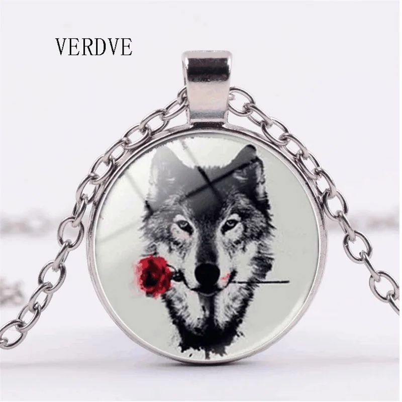 2018 NEW 3 / Color Jewelry Fashion Crystal Necklace Time Wolf Totem Pendant Necklace Men's Necklace