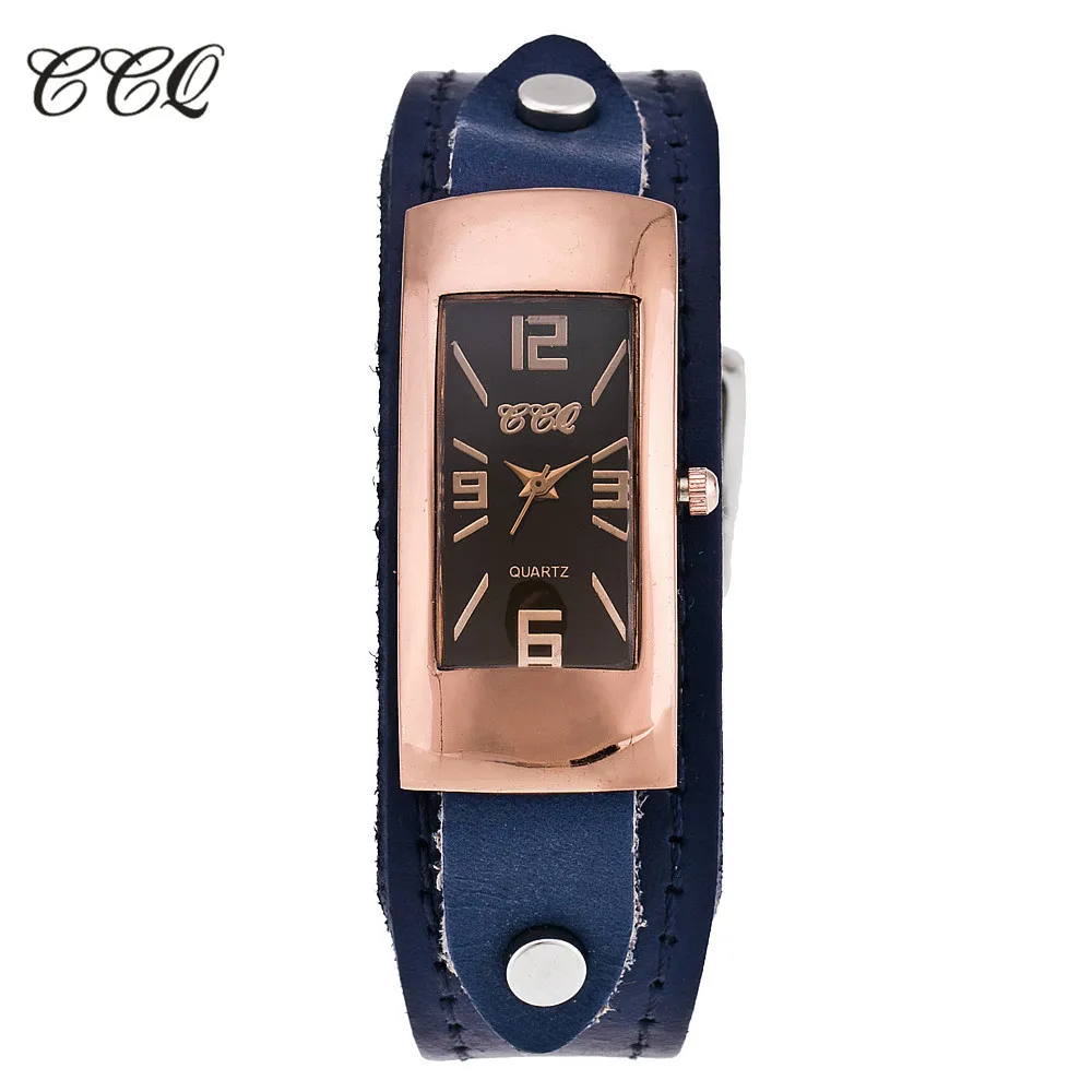 CCQ Брендовые женские часы-браслет из натуральной кожи модные повседневные женские кварцевые часы наручные часы подарок Relogio Feminino - Цвет: blue