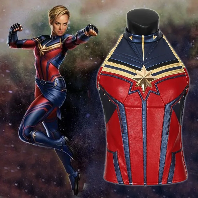 

Avengers 4 Endgame Captain Marvel Cosplay Ms. Marvel Carol Danvers Costume Film Jumpsuit Heroine Halloween Only Mask Vest Boots