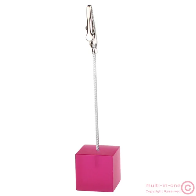 Color Cube Stand Alligator Wire Photo Clip,Memo Card Holder,Table Wedding Party Place Favor,Customized Gift Note Clamp shocking pink