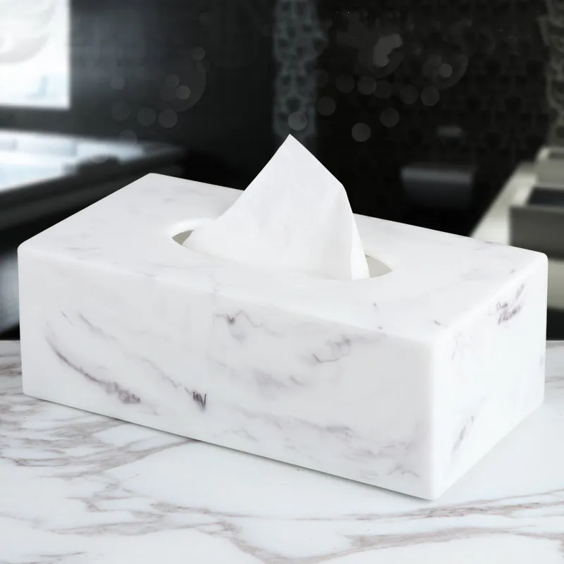 Нордическая креативная мраморная коробка для салфеток из смолы для гостиной, журнальный столик, поднос для салфеток, Современная коробка для хранения бумажных полотенец для отеля, домашний декор