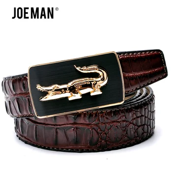 

Fashion Crocodile Pattern Belt Luxury Alligator Automatic Buckle Men's Belts Without Buckle Tooth On Strap Novelty Four Color