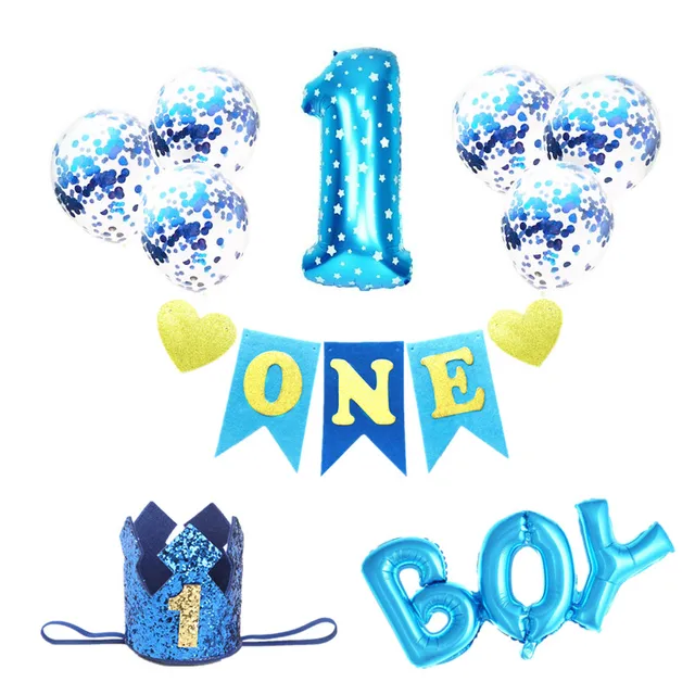 First Birthday Boy Party Decor Foil Balloons Baby Shower 1st