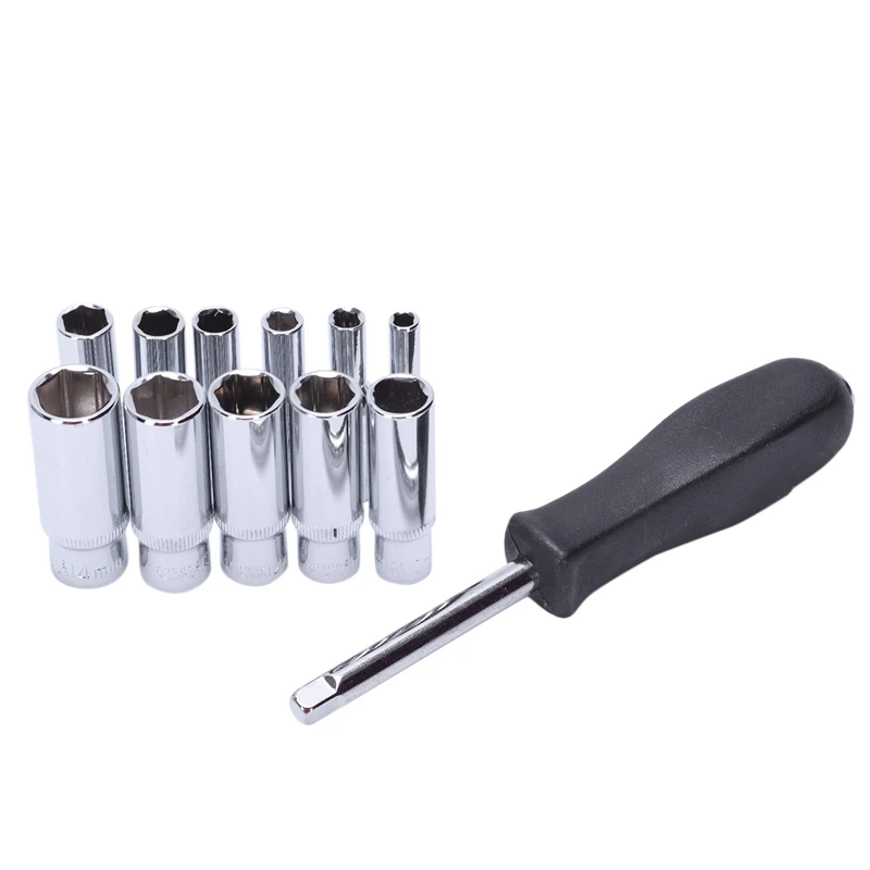 

12Pc 1/4 Socket Set Short Socket Cr-V Socket Wrench Bike Torque Wrench Spanner Set Car Auto Repair Tool