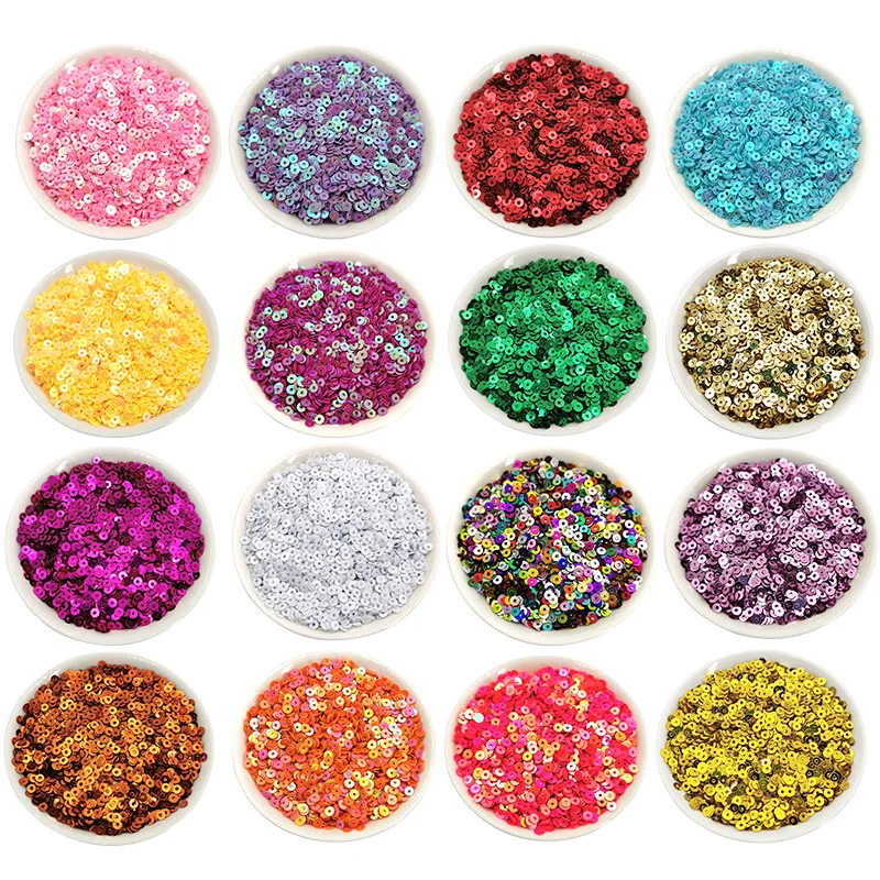 

3mm Sequin Trim Flat Round PVC Loose Sequins Paillette Sewing Craft for Wedding Decoration Garment Dress Shoe Caps DIY Accessory