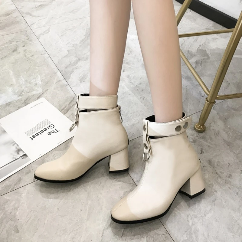 

Women's Booties Autumn And Winter Korean Temperament Boots Short Zipper Comfortable Thick And Generous Female Leather Boots Tide