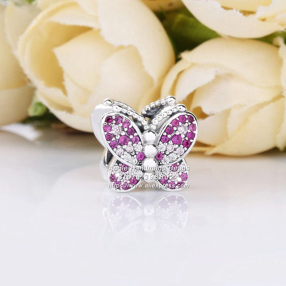 

2019 NEW Spring S925 Sterling Silver Color Butterfly Cz Charms Beads Fit European DIY Jewelry Bracelets & Necklaces