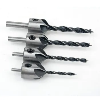 

4pcs Countersink Drill Bit Set 5 Flute Countersink 90 Degree Wood Cutter Drill Bit 1/4" Hex Shank Countersink Drill Tools Bits