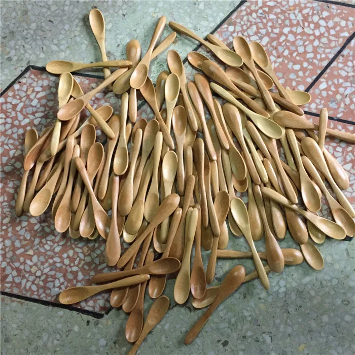 

100 Pieces Small Bamboo Coffee Tea Spoon 13.5cm Sugar Salt Jam Mustard Ice Cream Spoons Handmade Utensils Free Shipping