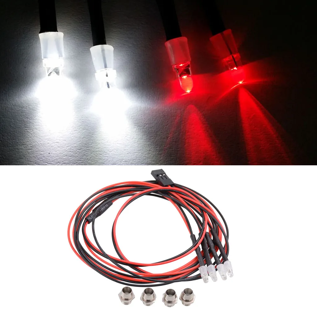4 LED Light Kit Rc Truck Led Lights Kit RC Headlights Taillight 3mm White LED,Red LED Lights