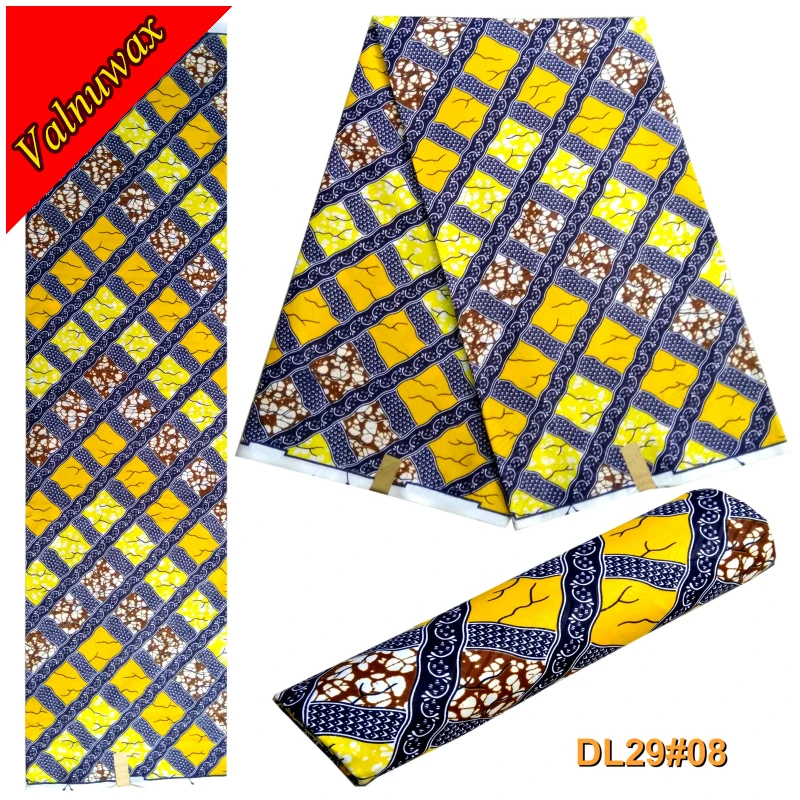 

Stylist design 6yards African 100%polyester real wax Hollandais prints fabric Textiles Sewing real wax patchwork for dress