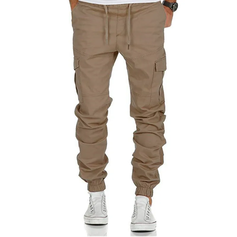 DERMSPE2019 New Men Pants Hip Hop Joggers Fashion Basic Solid Elastic Waist Trousers Casual Pockets High quality Mens Sweatpants