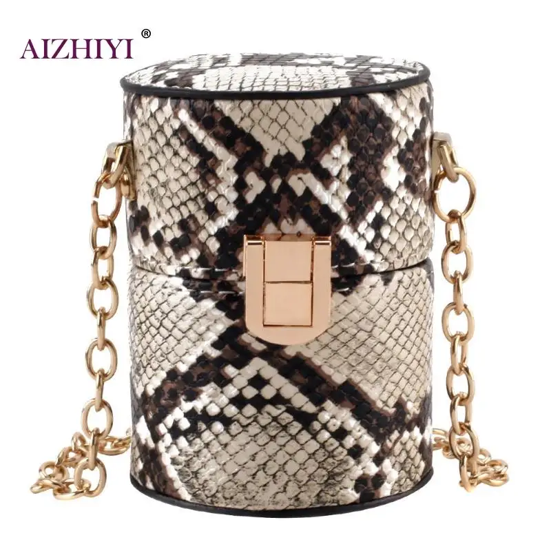 

Female Snake Fashion Mini Shoulder Messenger Handbags Small Solid Color pu Leather Women Chain Casual Crossbody Bucket Bags