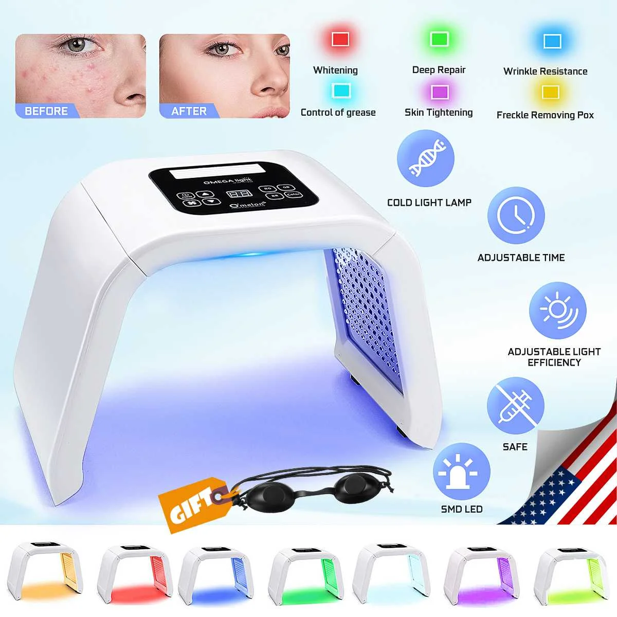 New 7 Colors LED Light Photodynamic Facial Skin Care Body Relaxation Therapy Device Multifunctional Beauty Instrument Home Use