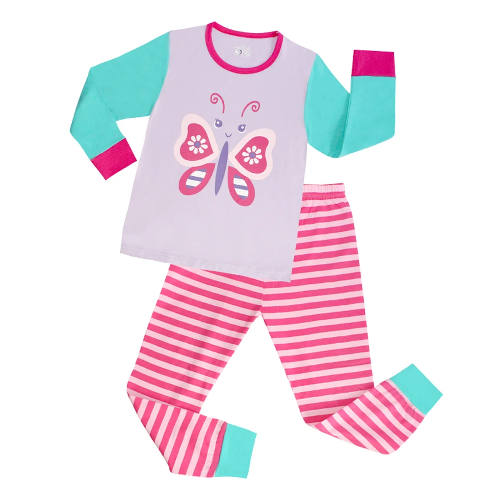 Phoebe Cat/Высококачественная Пижама-бабочка для девочек, детская пижама для девочек, 100 хлопок, одежда для маленьких девочек 2-7 лет
