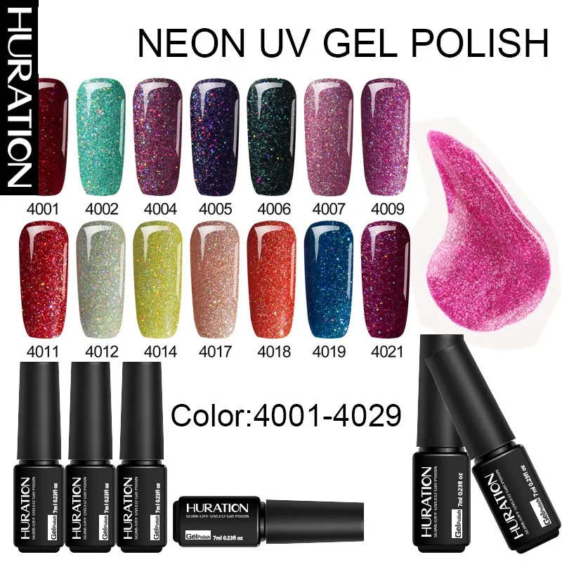 Huration 7ml Neon Nail Art Gel Lacquer 19 Colorful Starry Sky Lucky Soak Off UV LED Lamp Primers Varnish | Красота и здоровье