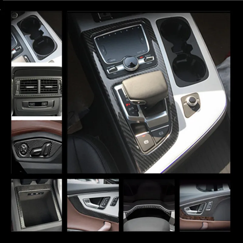 Carbon fiber Center Console Dashboard Trim Strips Cover Trim For Audi