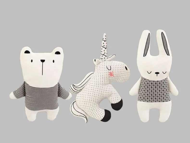 New Cotton Animal Plush Toys Nordic Style Rabbit Unicorn Bear Pillow Cushion Toys Children's Toys Baby Room Decoration 18
