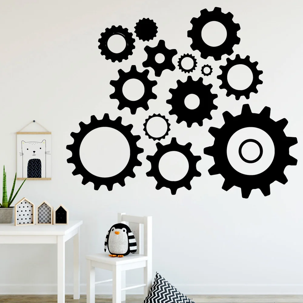 

Interesting Gear Wall Sticker Removable Self Adhesive Watercolo Wall Stickers For Children Diy Home Decoration Accessories