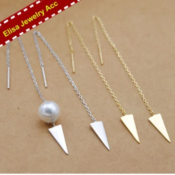 

S925 Sterling Silver Triangle Design Drop Earrings Findings Women DIY Drop Earrings Settings Handmade Jewelry Findings