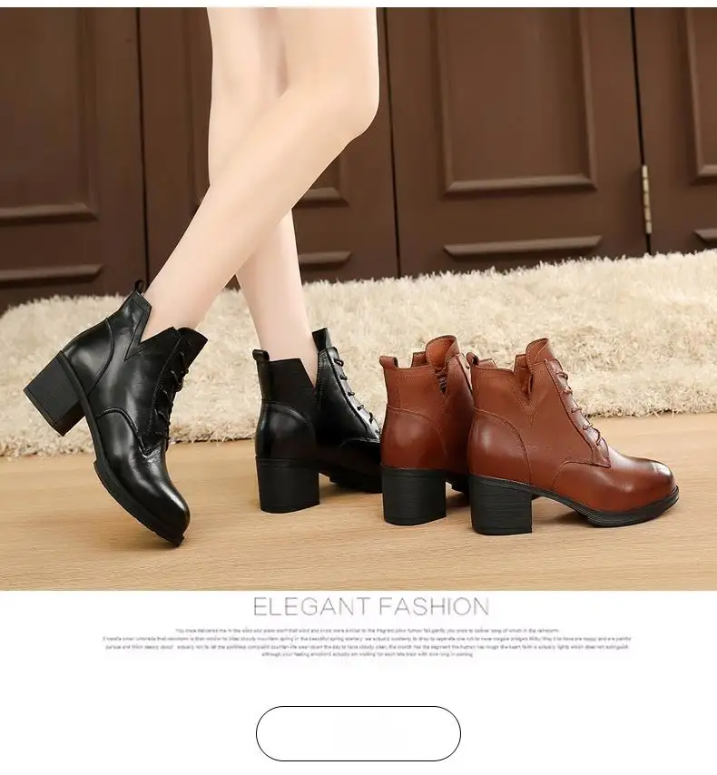 GKTINOO/зимние ботинки; женская обувь; Теплые ботильоны из натуральной кожи на меху; женские ботинки на платформе и высоком каблуке со шнуровкой