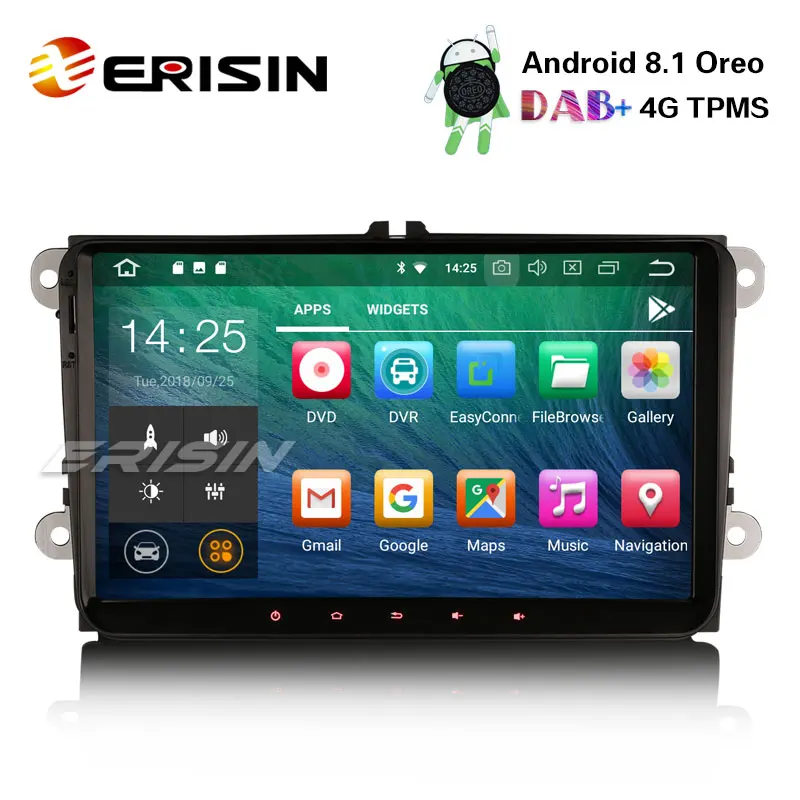 Erisin ES3818V 9 &quotDAB + 4 г TPMS DVR Android 8 1 автомобилей Радио gps СБ 3 USB слот для камера заднего