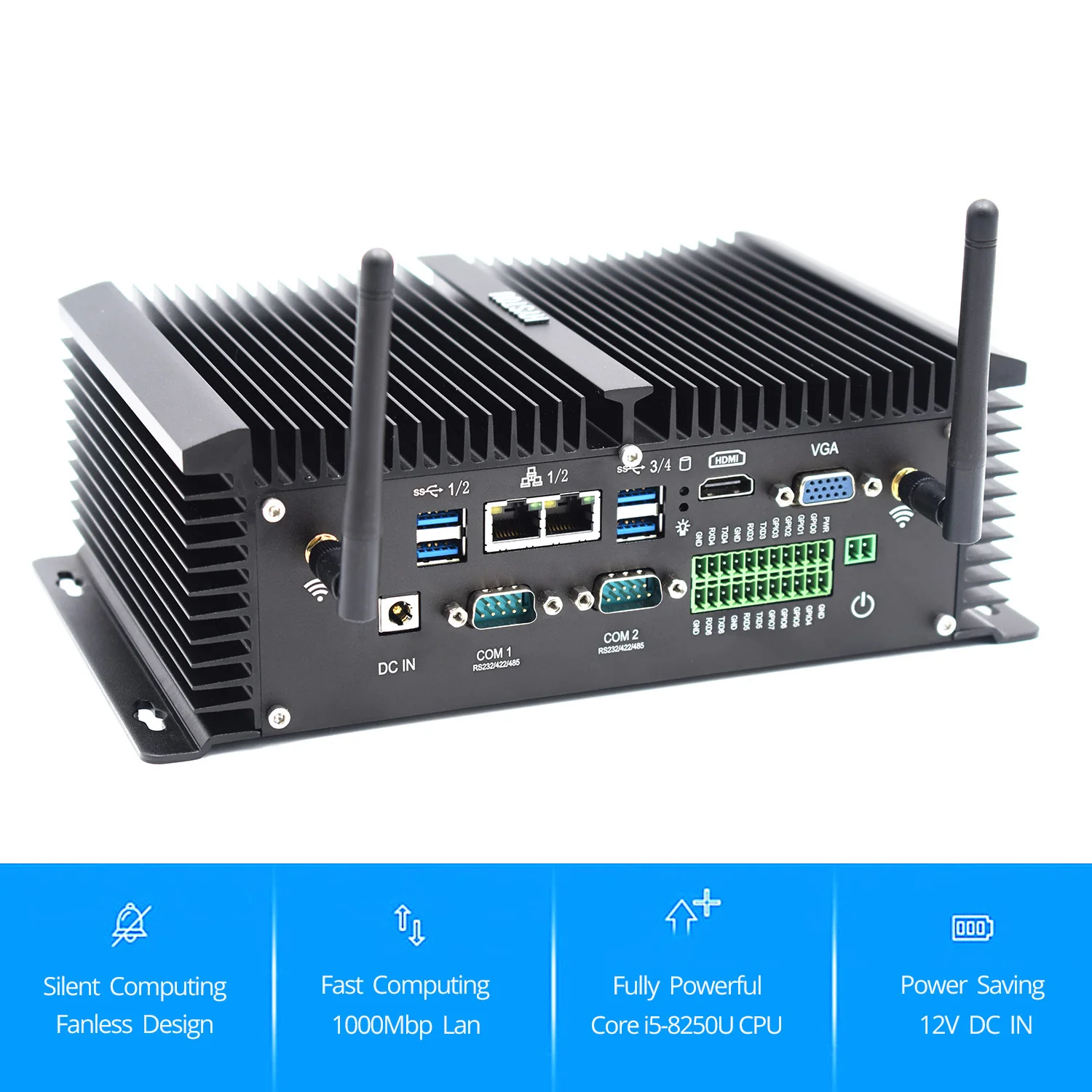 8-го поколения промышленный компьютер Core i5 8250u 8350u 2 intel nuc win10 VGA HDMI RS485 безвентиляторный процессор i7 linux J1900 серийной параллельной ПК