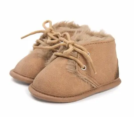 

2019 winter cotton fabric baby boot with fur super warm baby moccasins shoes lace up toddler girls and boys boots