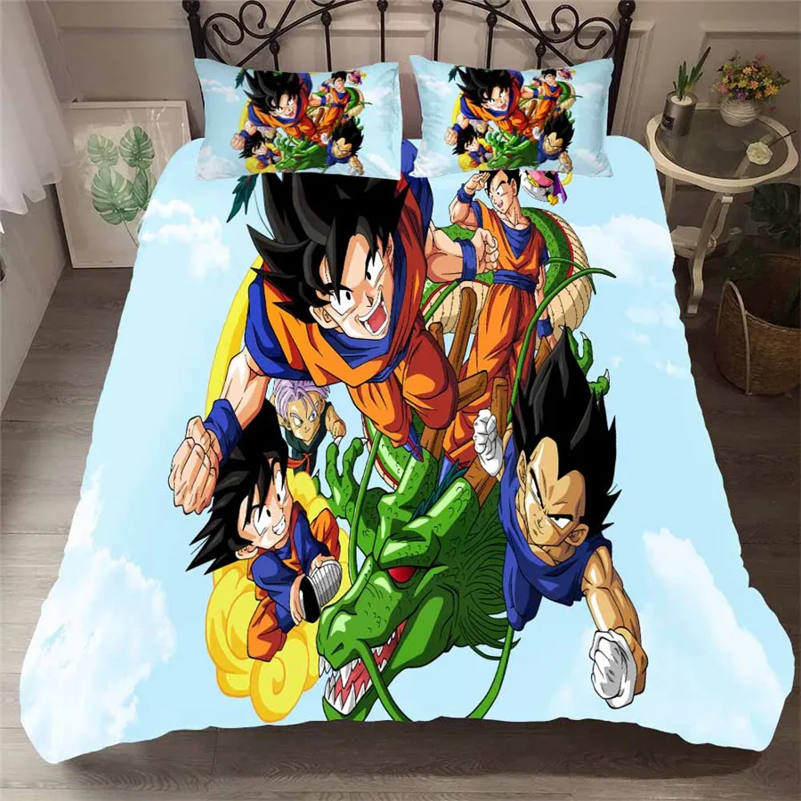 HELENGILI 3D Bedding Set Dragon Ball Print Duvet Cover Set Bedcloth with Pillowcase Bed Set Home Textiles#LZ-24