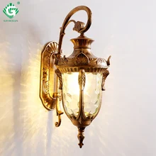 Lámpara LED Vintage de pared para exteriores, lámpara Exterior impermeable para porche, Bombilla E27, iluminación Exterior para jardín, balcón, patio de bronce negro para el hogar