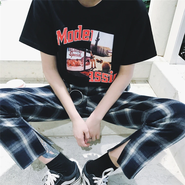 Элегантный дизайн женский повседневное плед Винтаж брюки для девочек Pantalon