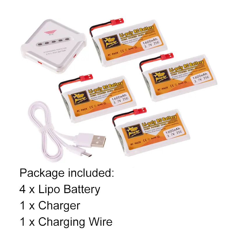 4 шт. ZOP Мощность 3 7 V 1600mAh 1S Lipo Батарея JST разъем Замена в 1 Зарядное устройство для