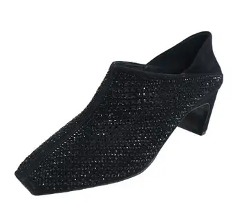 

Newest summer ankle boots women cut-out gladiator ladies sandals crystal decor square high heels boots sandal sapato feminino