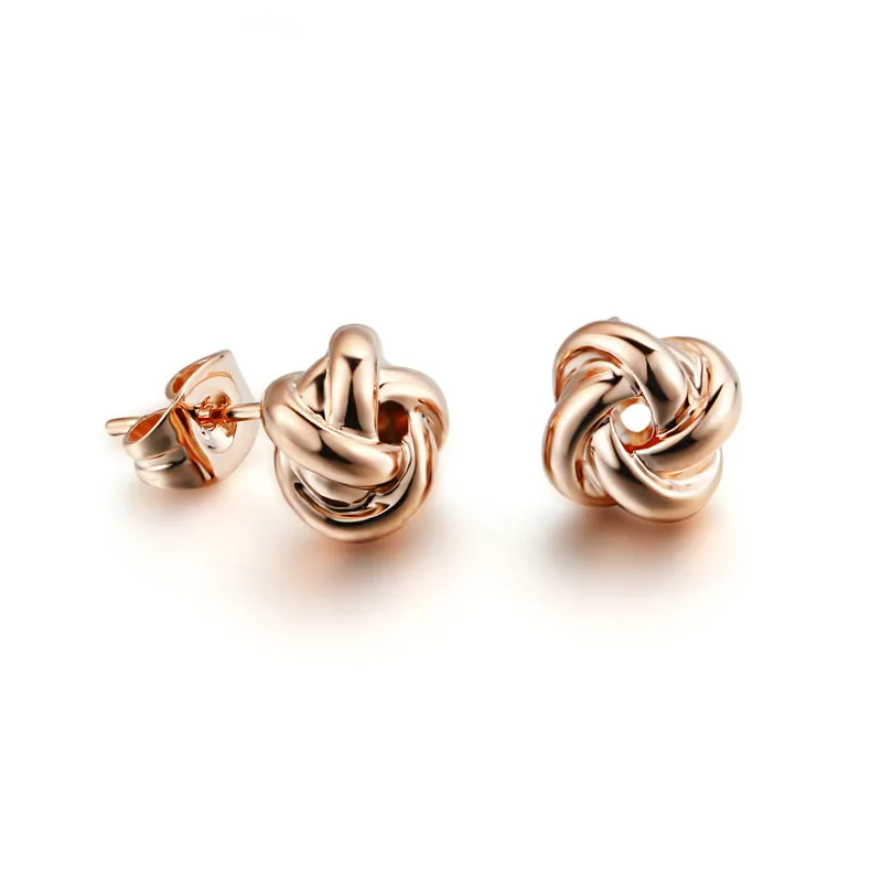 

SHUANGR Hot Sale Cute Korean Lovely Design Stud Earrings Twist Love-knot Rose Gold & Silver Color Women Earings Fashion Jewelry