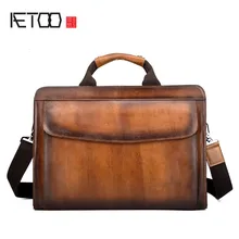 AETOO, деловые портфели для мужчин, сумка-мессенджер из натуральной кожи, мужские сумки через плечо, кожаные мужские портфели для ноутбука