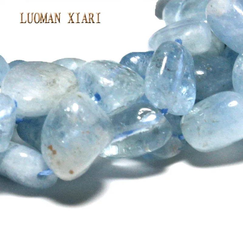 Гравий неправильной формы Аквамарин натуральный камень бусины для самостоятельного изготовления ювелирных изделий браслет ожерелье прядь 15''