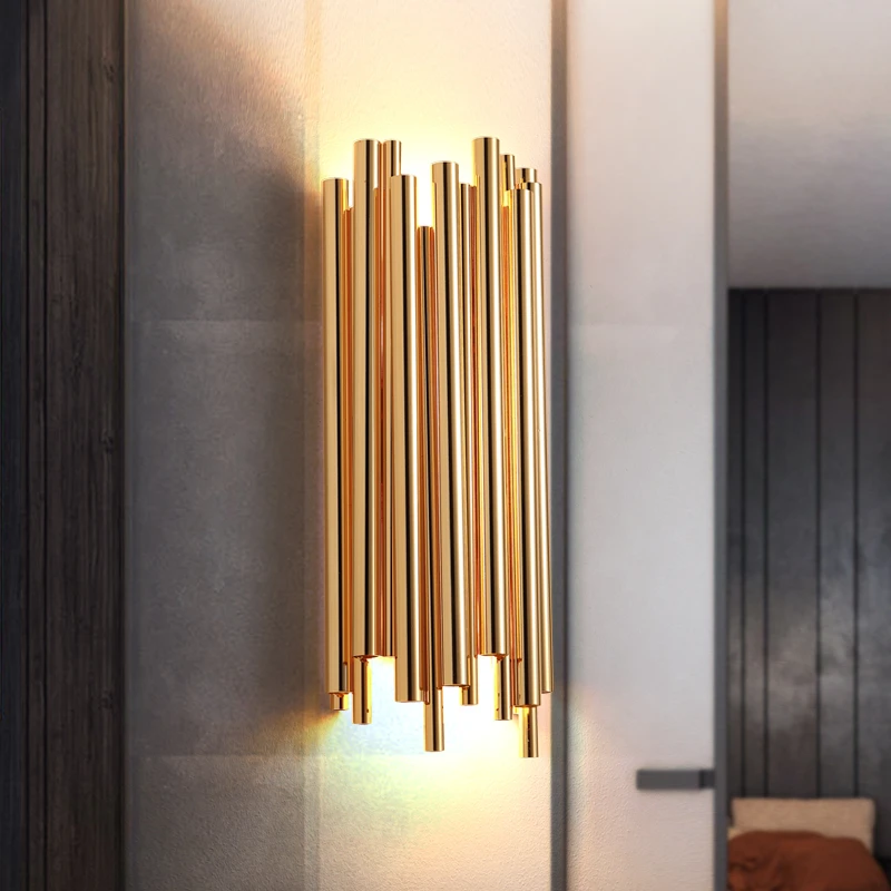 Nordic Hotel Hall Bedside Brass Led Wall Light Art Parlor Bedroom Aisle Kitchen Decoration Wall Lig - 33027883231