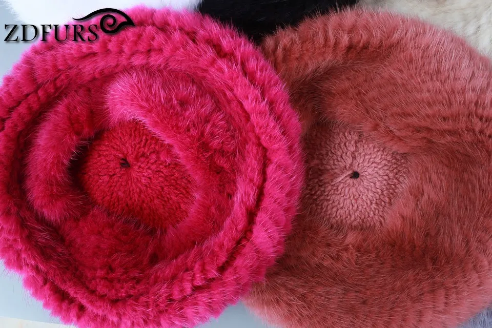 Glaforny стиль Для женщин зимний мех норки Шапки натуральная меховая шапка толстые вязаные норковые береты для России женские Повседневное шапки 7 цветов