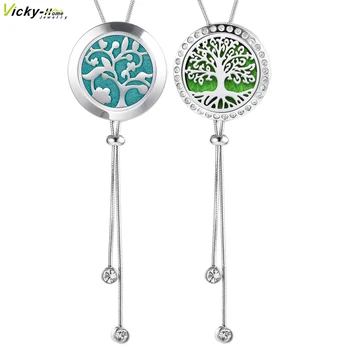 

Adjustable Snake Chain Perfume Locket Aromatherapy Essential Oil Necklace Stainless Steel Diffuser Locket Pendent Pads 35.5in